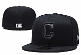 Indians Team Logo Black Fitted Hat LX